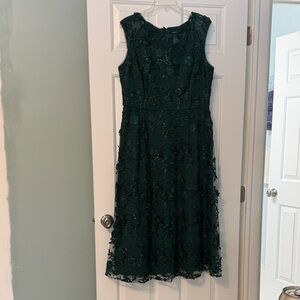 Elegant Green Floral Lace Dress